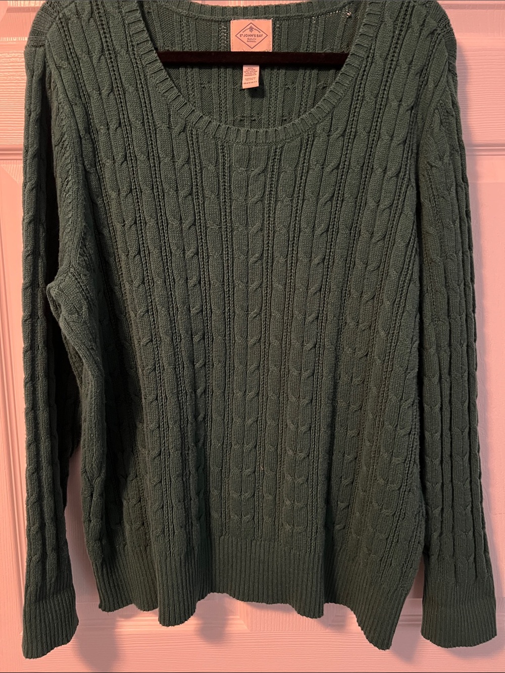 Women's Baby Cable Cotton Scoop Neck Sweater - Ever Green
